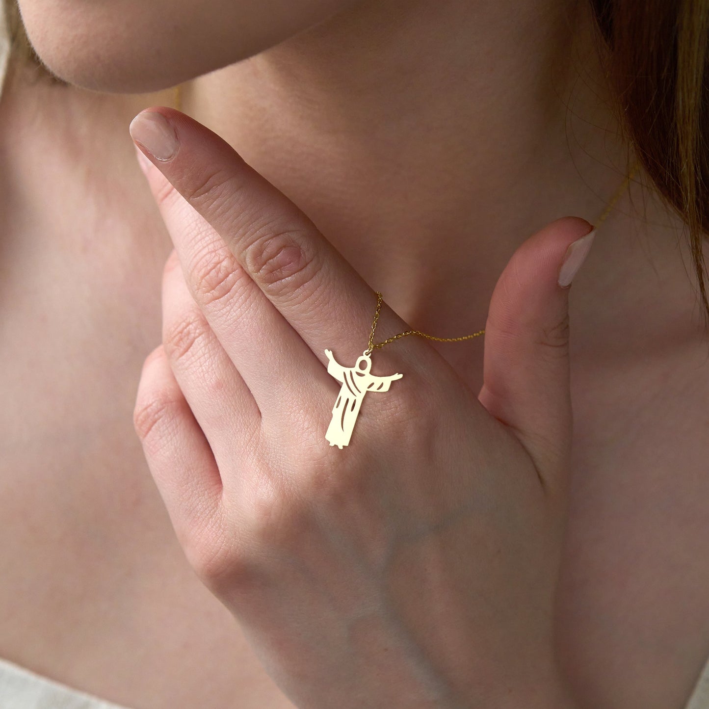 Jesus Pendant 14K Gold Plated Sterling Silver Necklace