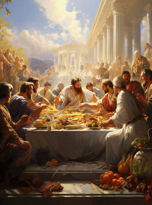 1 Corinthians 10:31 Banquet Scene - Christian Home Decor Poster Print