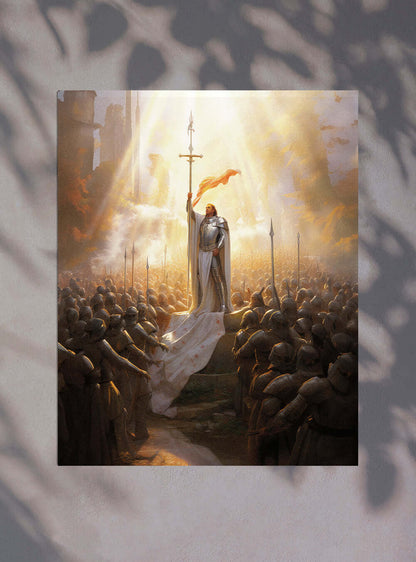 1 Corinthians 16:13 | Radiant Leader Scene | Christian Artwork Poster Print