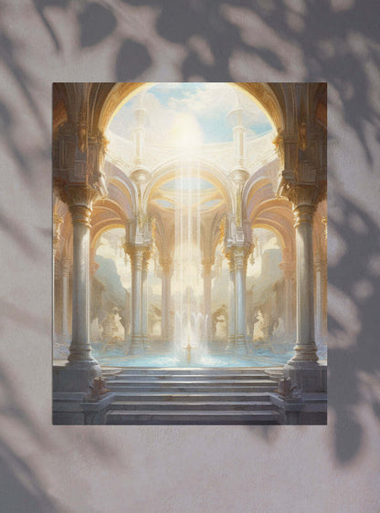 1 Corinthians 3:16 - Sunlit Fountain - Scripture Art Poster Print