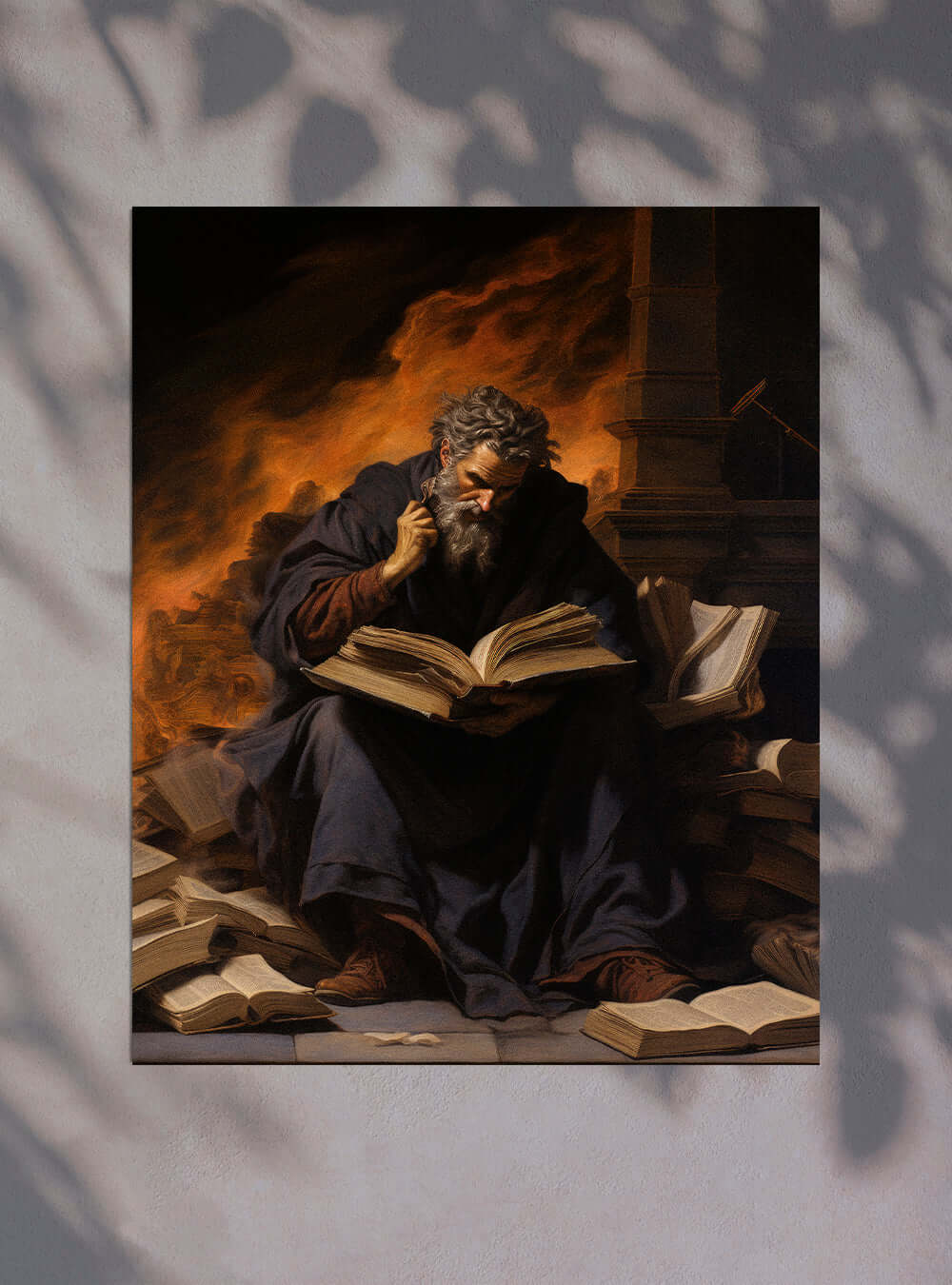 1 Corinthians 3:17 Scholar Amidst Flames Christian Art Poster Print