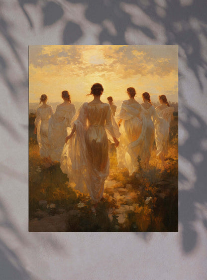 1 John 1:7 Ethereal Sunset Gathering Modern Christian Wall Art Poster Print