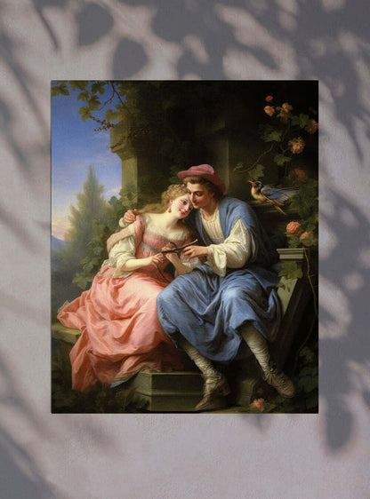 1 John 2:16 Romantic Garden Encounter - Sacred Art Poster Print