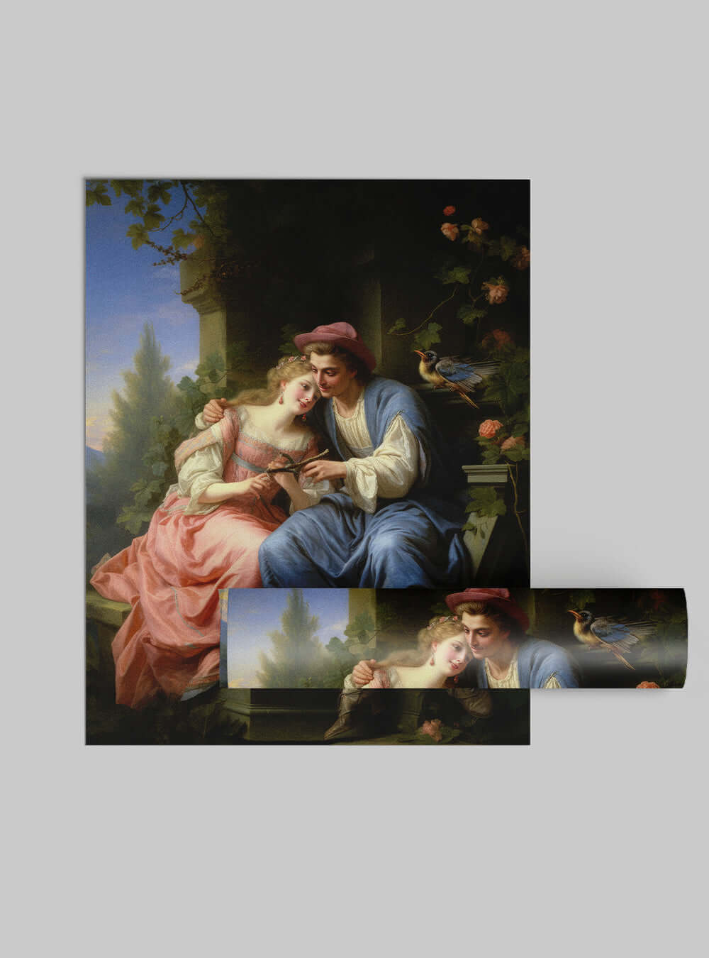 1 John 2:16 Romantic Garden Encounter - Sacred Art Poster Print