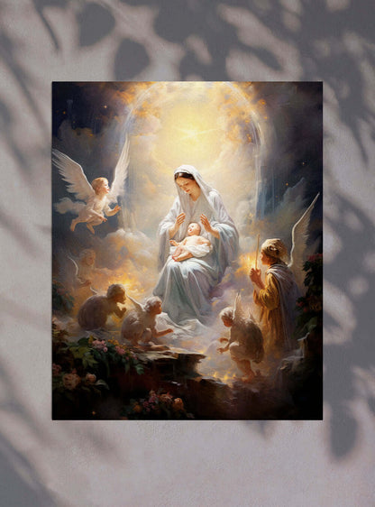 1 John 3:1 Serene Mother & Child Bible Verse Art Poster Print