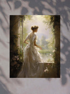1 John 3:16 Ethereal Lady Lake Christian Painting Poster Print