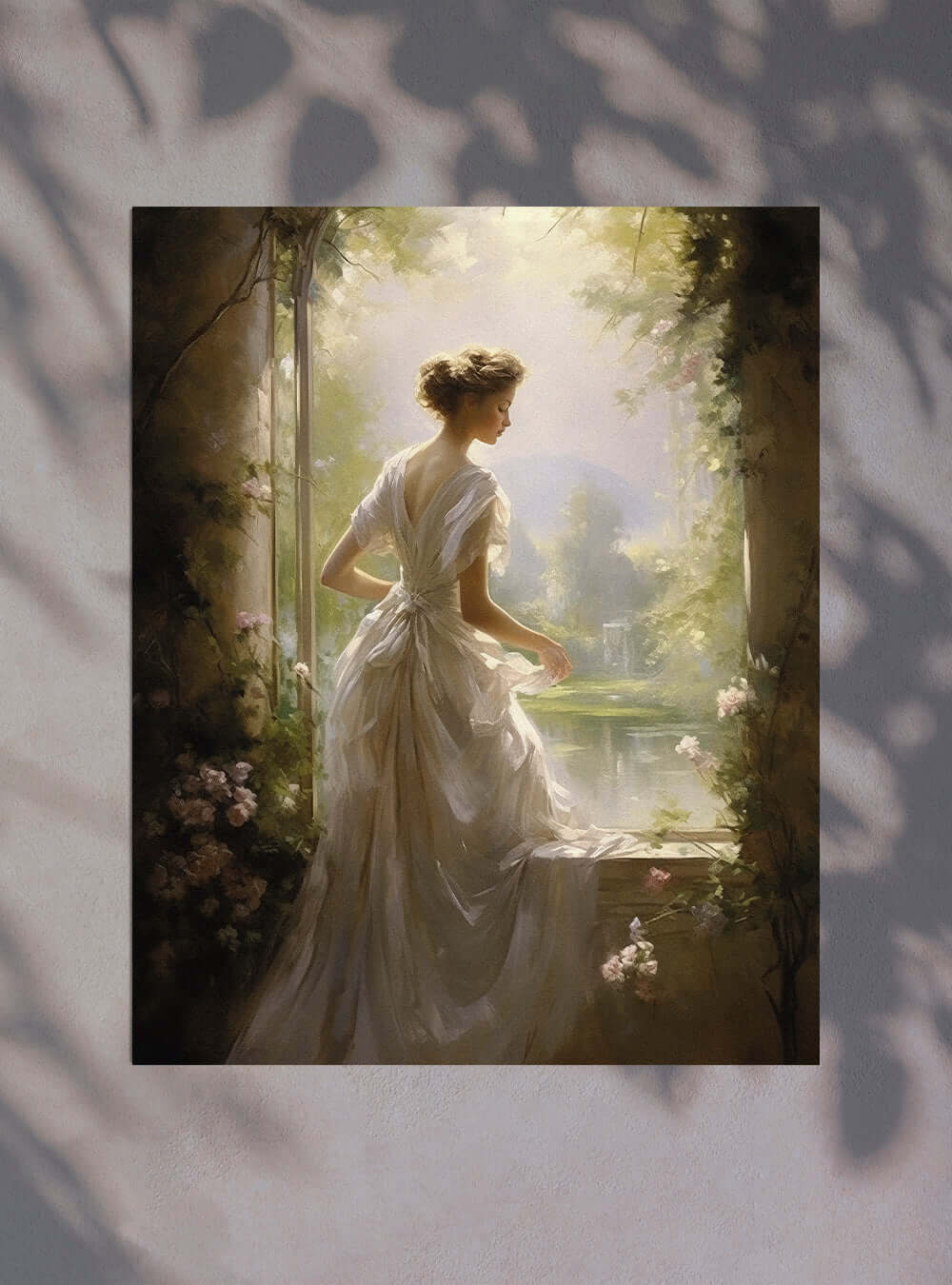 1 John 3:16 Ethereal Lady Lake Christian Painting Poster Print