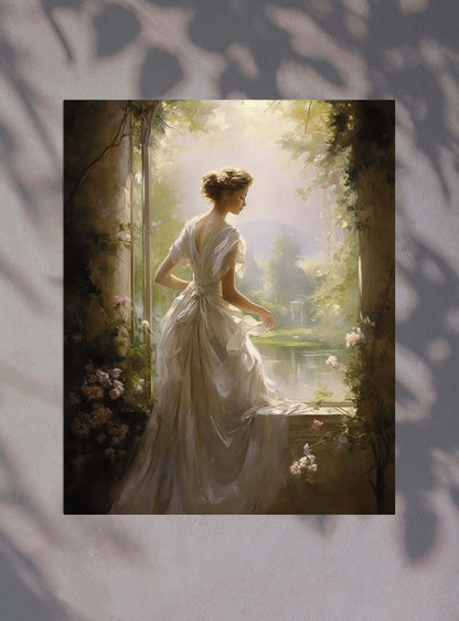 1 John 3:16 Ethereal Lady Lake Christian Painting Poster Print