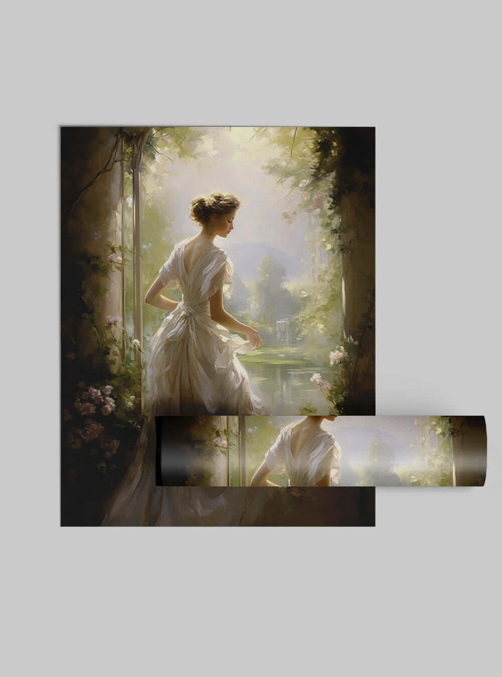 1 John 3:16 Ethereal Lady Lake Christian Painting Poster Print