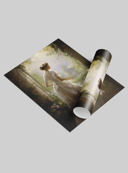 1 John 3:16 Ethereal Lady Lake Christian Painting Poster Print