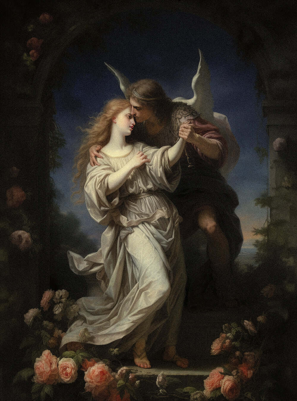 1 John 4:10 Angelic Embrace Christian Artwork Poster Print