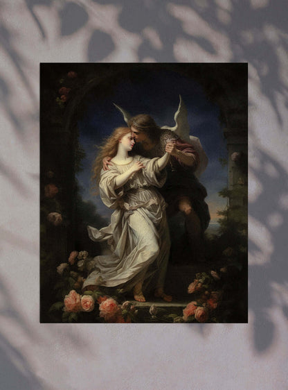 1 John 4:10 Angelic Embrace Christian Artwork Poster Print