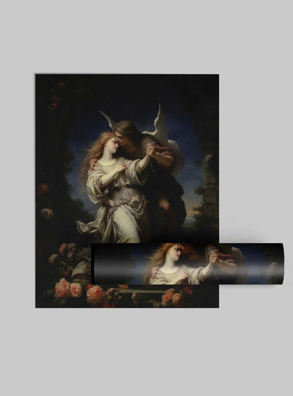 1 John 4:10 Angelic Embrace Christian Artwork Poster Print