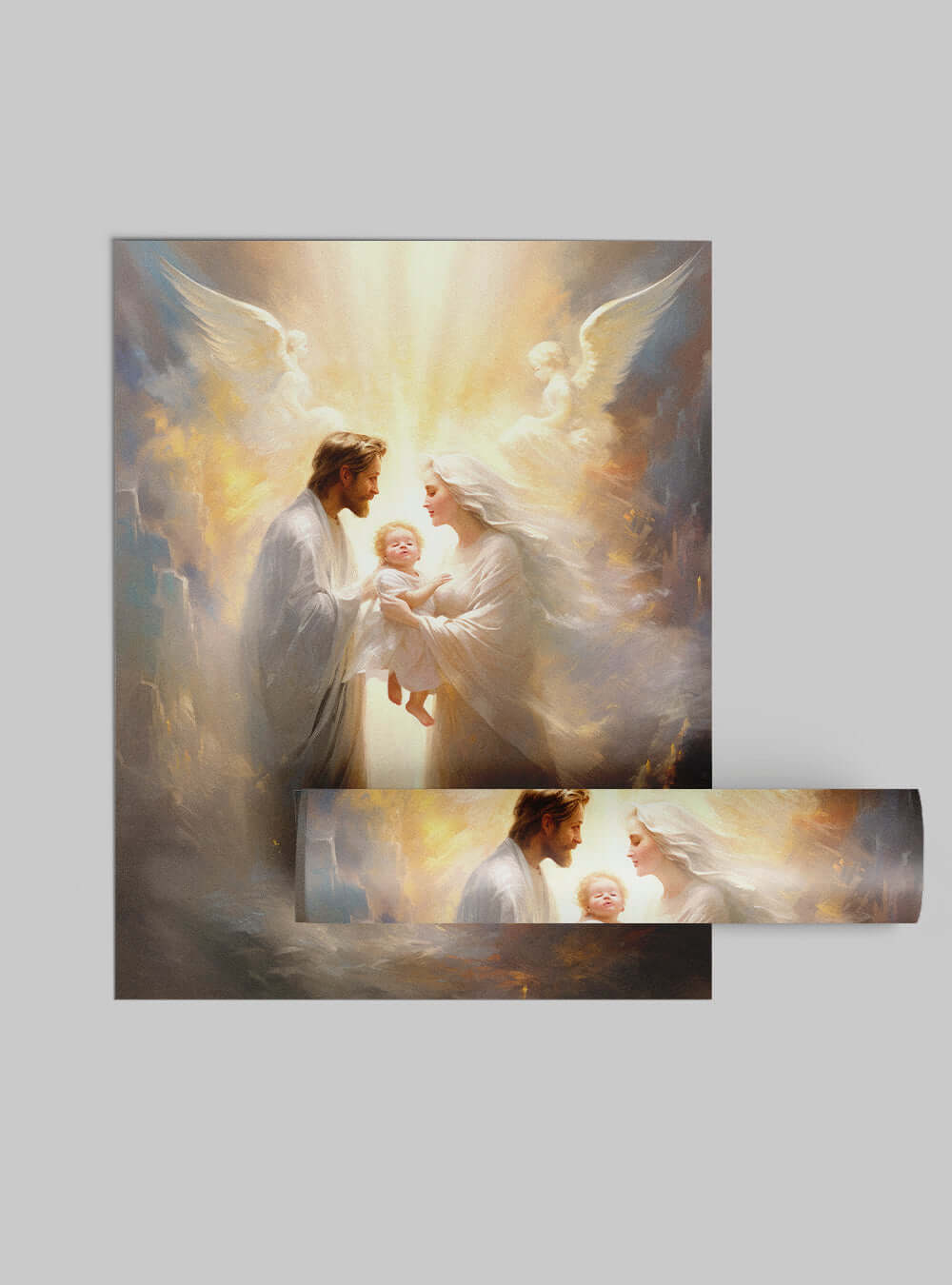 1 John 4:7 Angelic Embrace - Christian Home Decor Poster Print