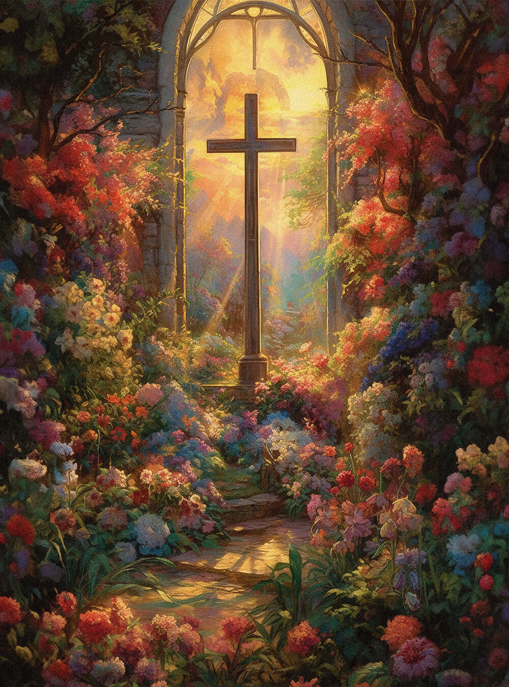 1 Peter 1:3 Enchanted Garden Pathway | Sacred Art Poster Print