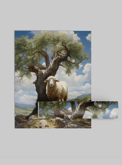 1 Peter 2:24 Pastoral Sheep Scene - Modern Christian Poster Print