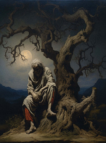 1 Peter 5:6 Ancient Tree & Figure | Christian Painting Poster Print