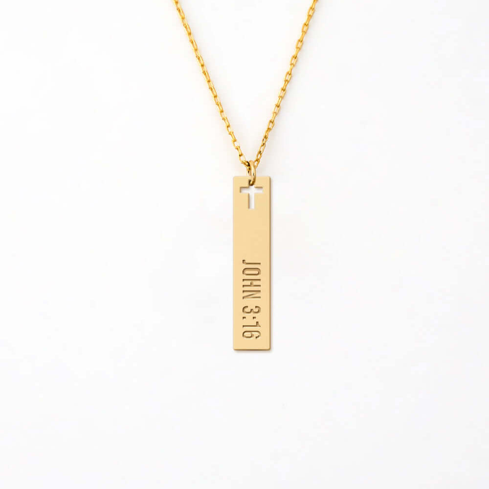 14K Gold Plated Sterling Silver Bar Necklace