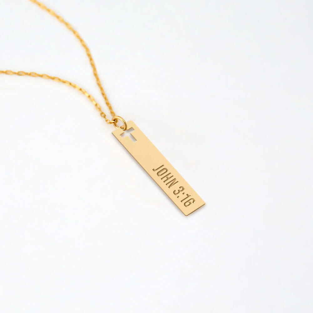 14K Gold Plated Sterling Silver Bar Necklace