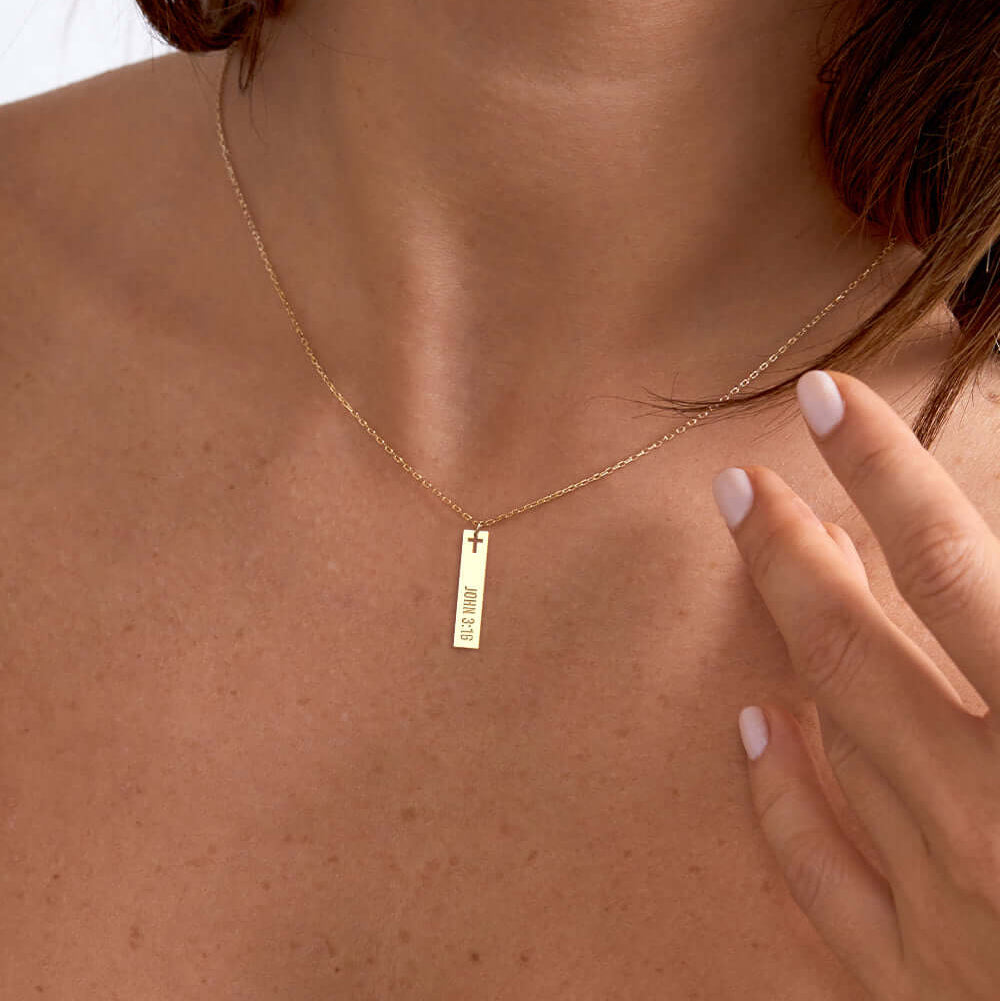 14K Gold Plated Sterling Silver Bar Necklace