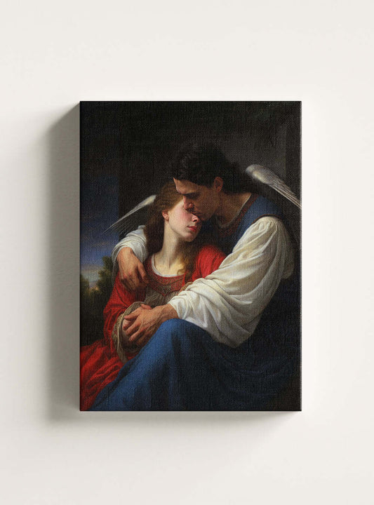 1 Corinthians 13:7 - Divine Embrace Christian Art Canvas Print