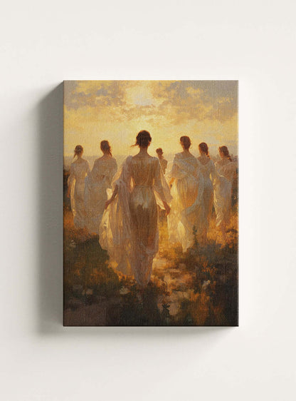 1 John 1:7 Ethereal Sunset Gathering Modern Christian Wall Canvas Print