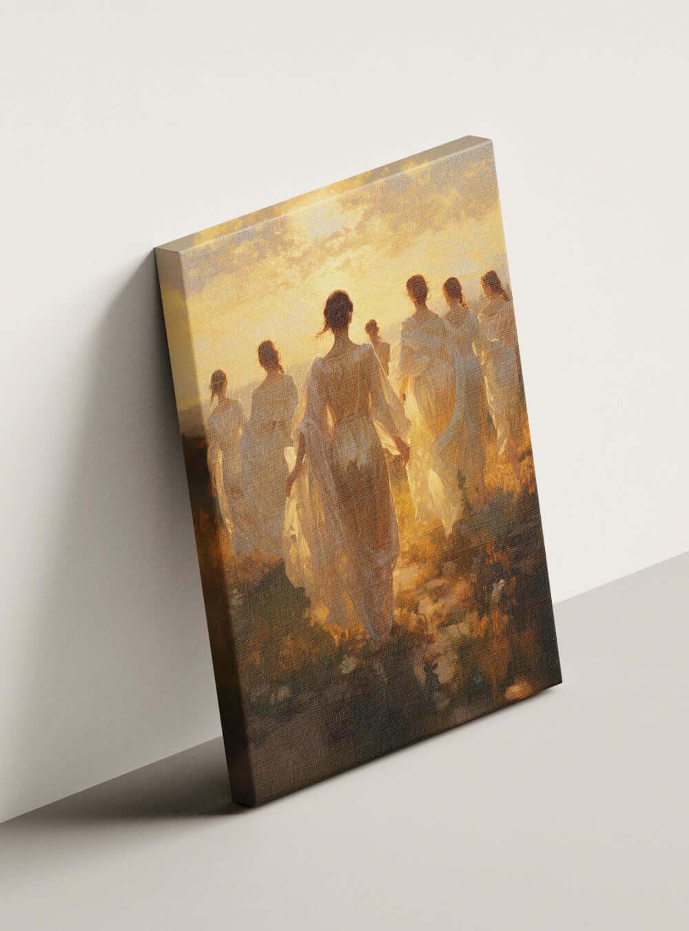 1 John 1:7 Ethereal Sunset Gathering Modern Christian Wall Canvas Print