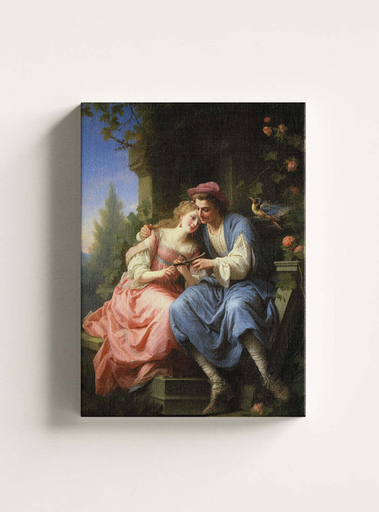 1 John 2:16 Romantic Garden Encounter - Sacred Art Canvas Print