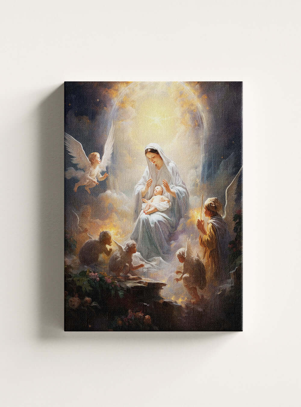 1 John 3:1 Serene Mother & Child Bible Verse Canvas Print