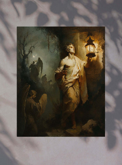 1 John 5:11 in Mystical Lantern Light Biblical Scene Poster Print