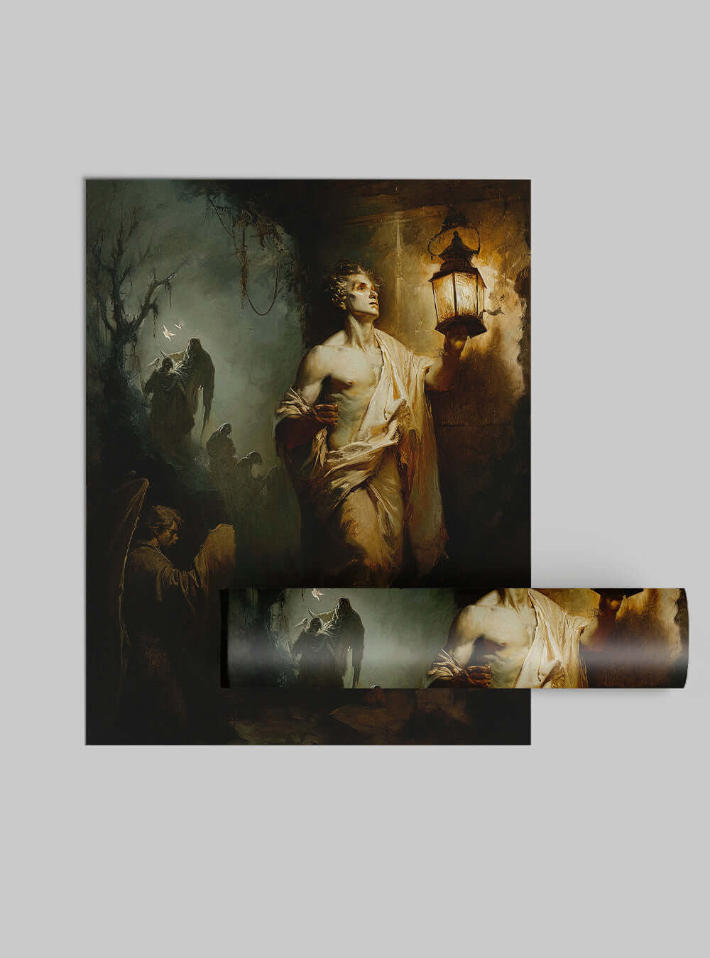 1 John 5:11 in Mystical Lantern Light Biblical Scene Poster Print