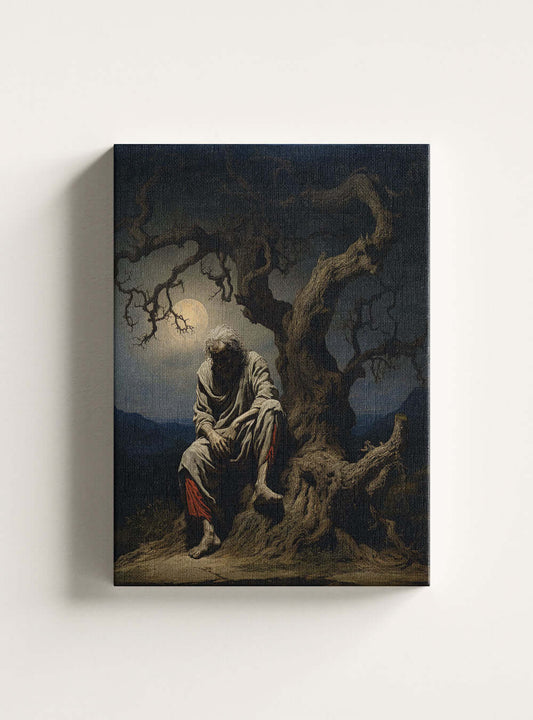 1 Peter 5:6 Ancient Tree & Figure Christian Canvas Print