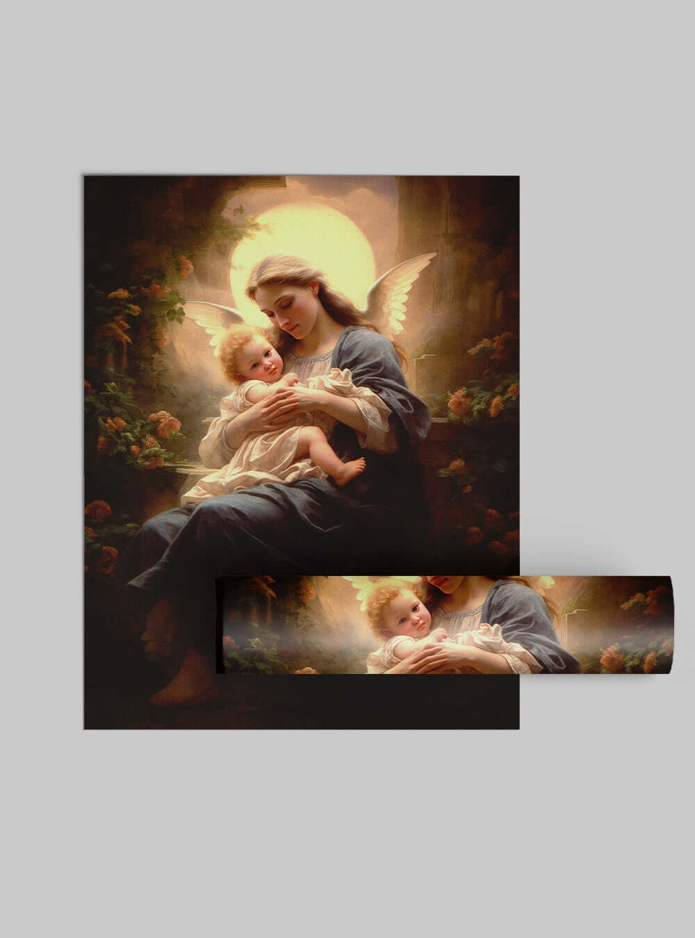 2 Corinthians 1:3 Angelic Embrace Bible Art Poster Print