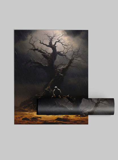 2 Corinthians 1:4 | Figure Beneath Skies | Christian Artwork Poster Print