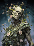 2 Corinthians 12:9 Enigmatic Floral Skull | Christian Decor Poster Print