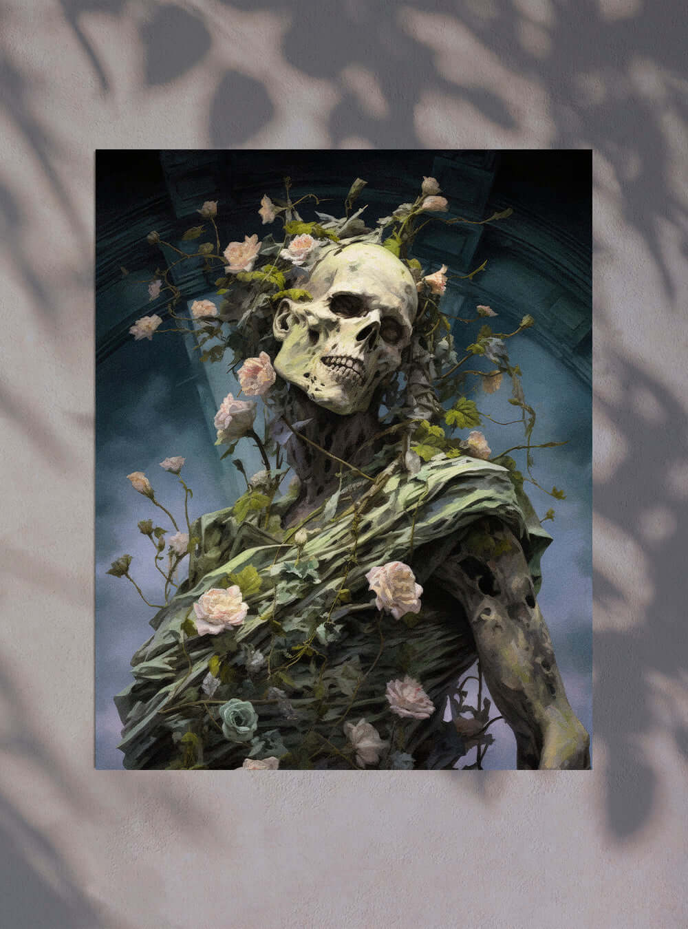 2 Corinthians 12:9 Enigmatic Floral Skull | Christian Decor Poster Print