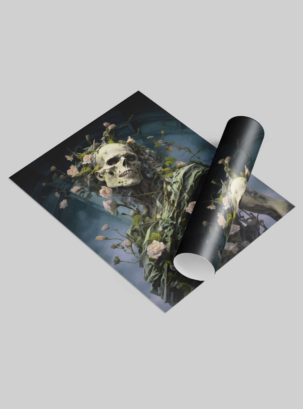 2 Corinthians 12:9 Enigmatic Floral Skull | Christian Decor Poster Print