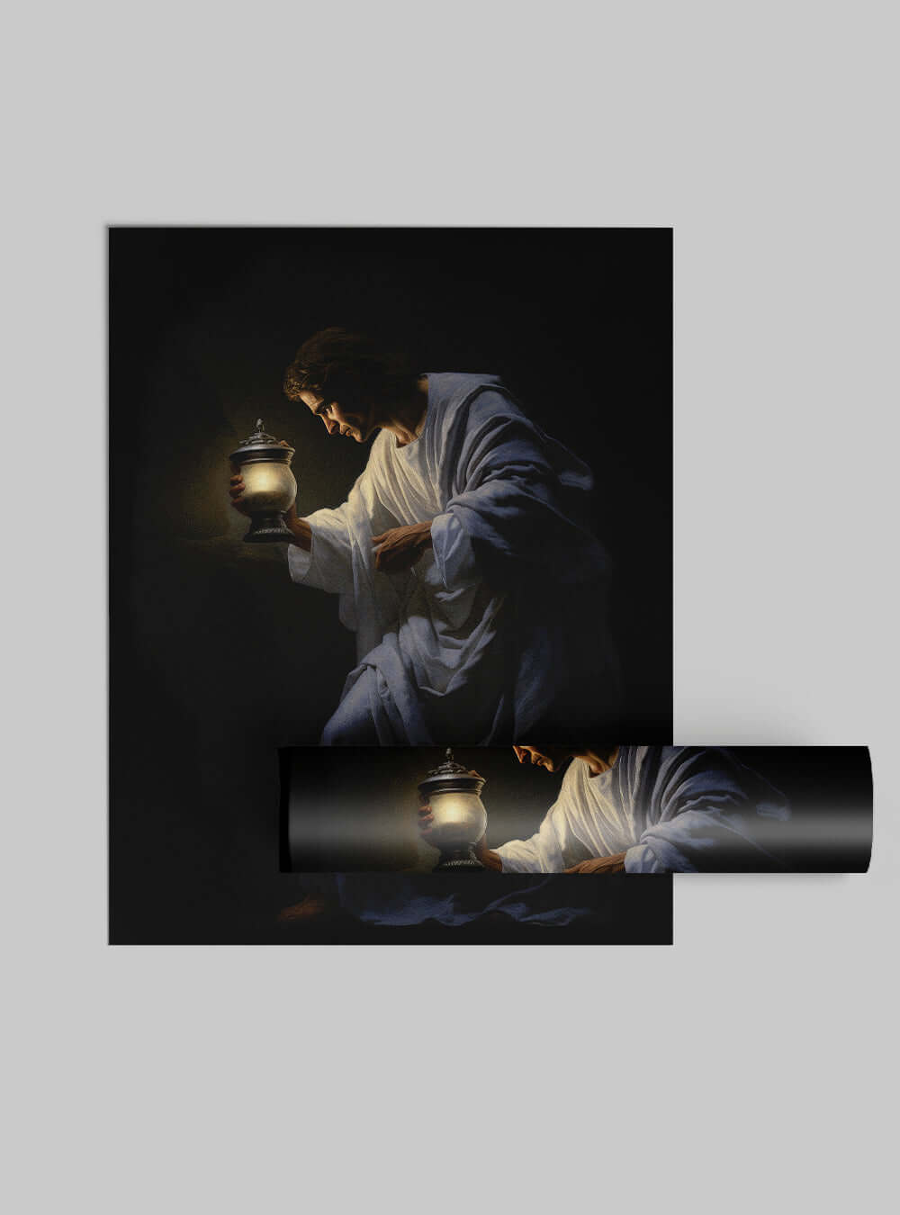 2 Corinthians 5:21 Serene Angel Lantern - Christian Art Poster Print