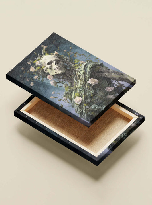 2 Corinthians 12:9 Ethereal Floral Skull | Christian Decor Canvas Print