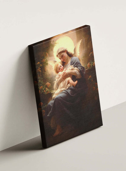 2 Corinthians 1:3 Angelic Embrace Bible Art Canvas Print