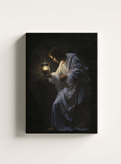 2 Corinthians 5:21 Serene Angel Lantern - Christian Canvas Print