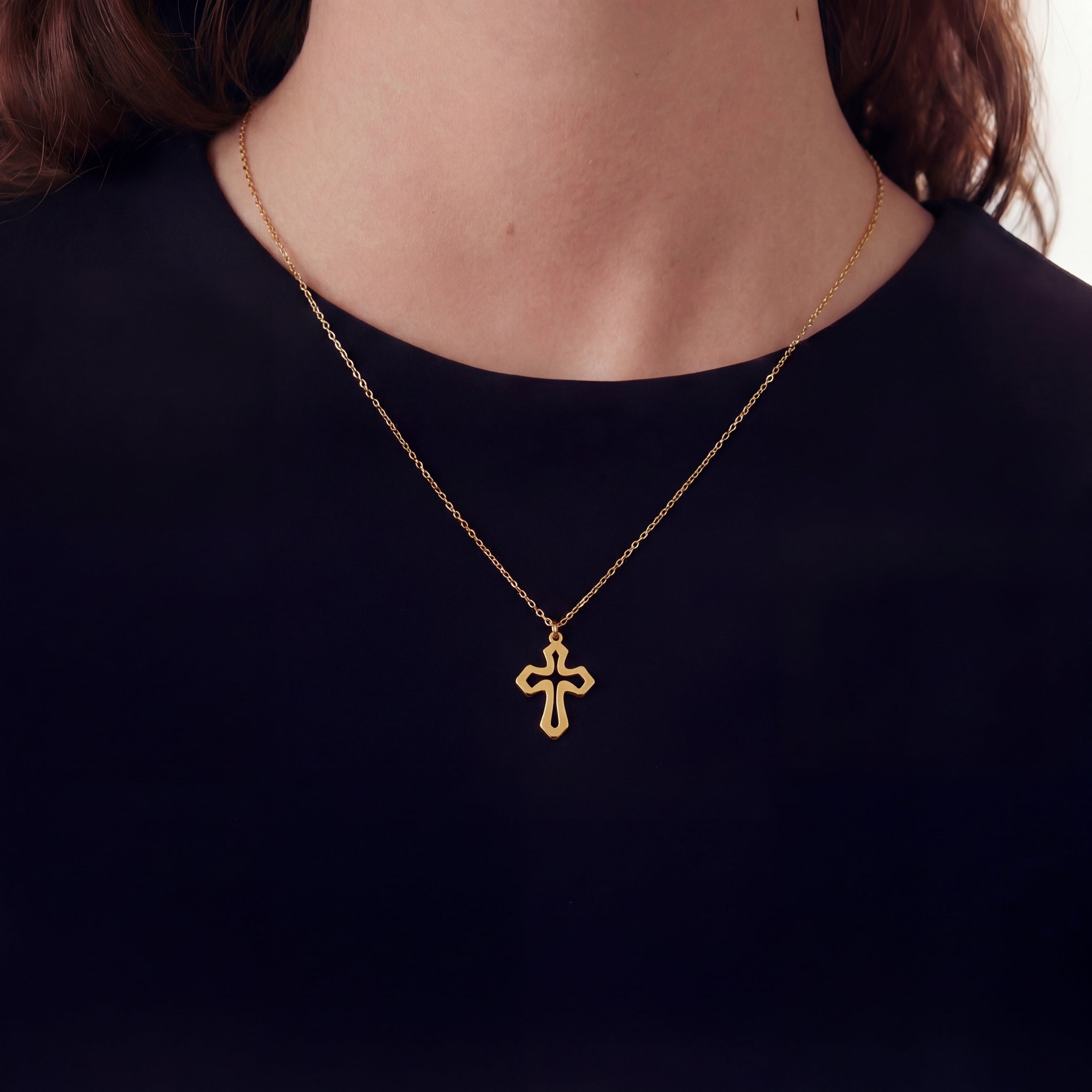 Holysteller Cross - Sterling Silver 14K Gold Plated Necklace - Jewelry Gift