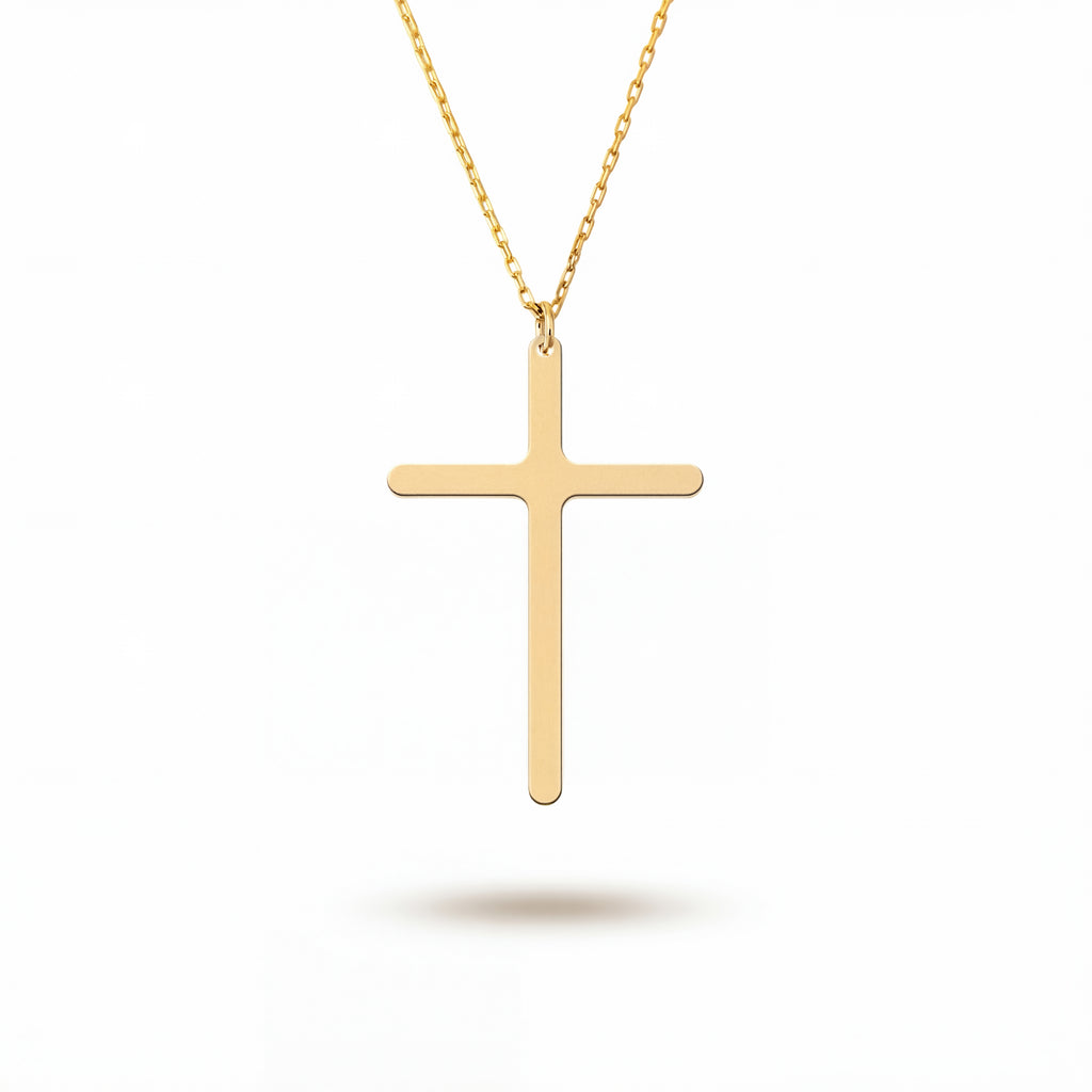 Minimalist Sterling Silver Cross Necklace in Yellow Gold Vermeil