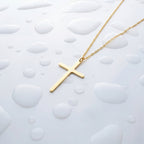 Minimalist Sterling Silver Cross Necklace in Yellow Gold Vermeil