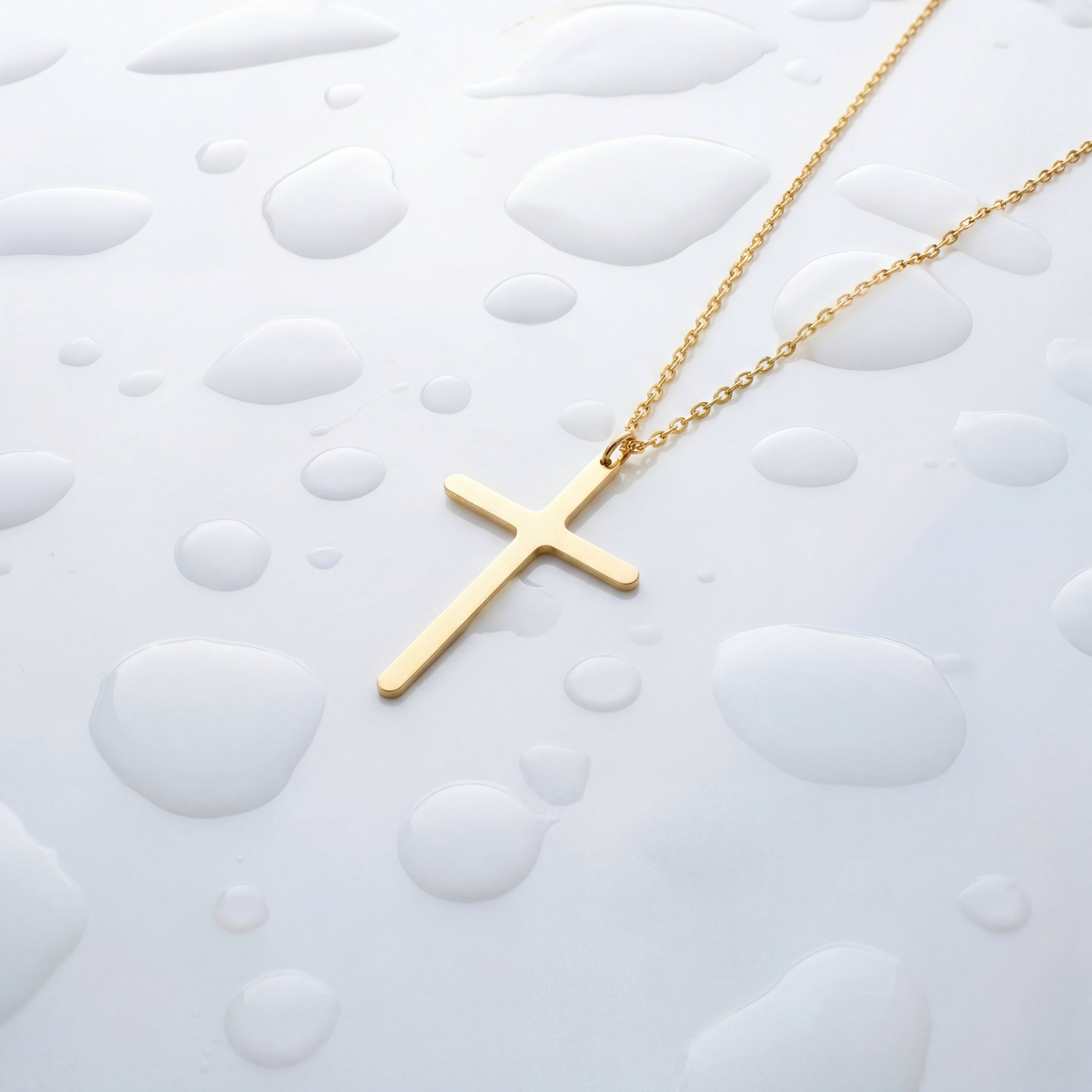 Sterling Silver Minimalist 14K Gold Plated Cross Necklace