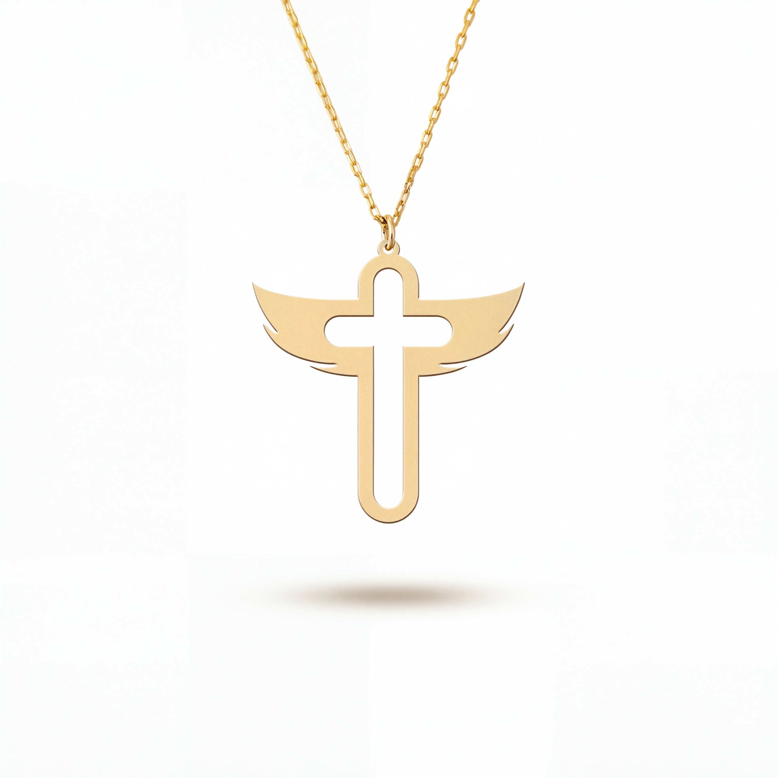 Angel Wings Cross Necklace in Gold Vermeil over Sterling Silver