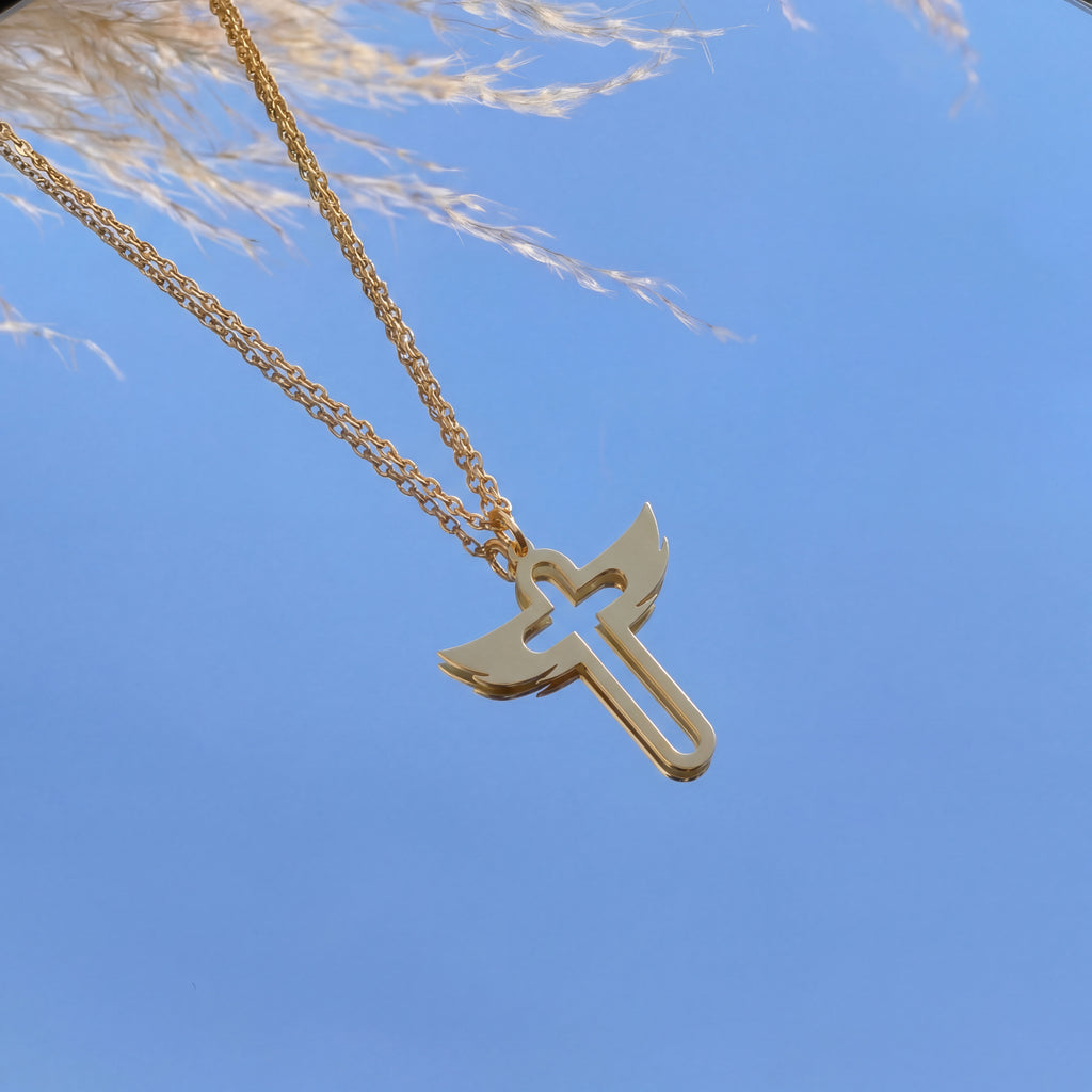 Angel Wings Cross Necklace in Gold Vermeil over Sterling Silver