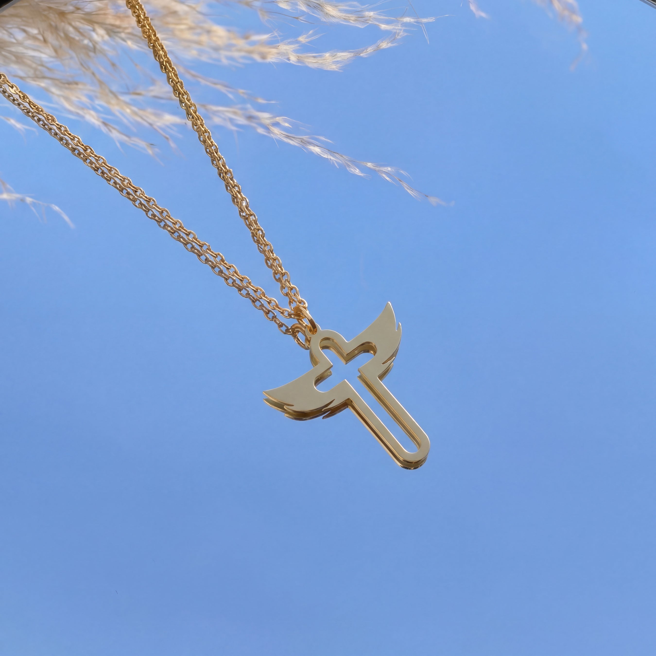 Angel Wings Cross Necklace in Gold Vermeil over Sterling Silver