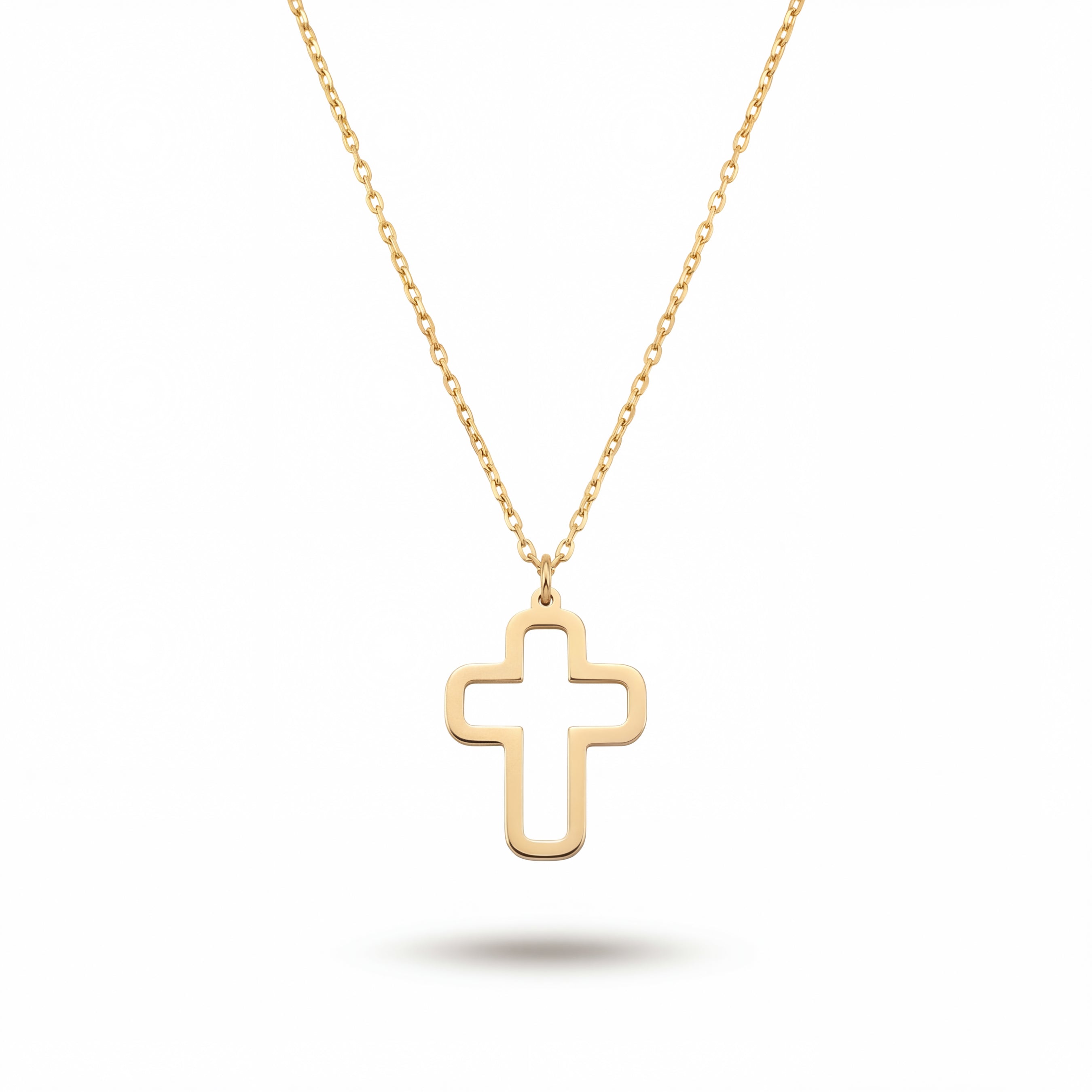 Minimalist Hollow Cross Necklace Gold Vermeil over Sterling Silver