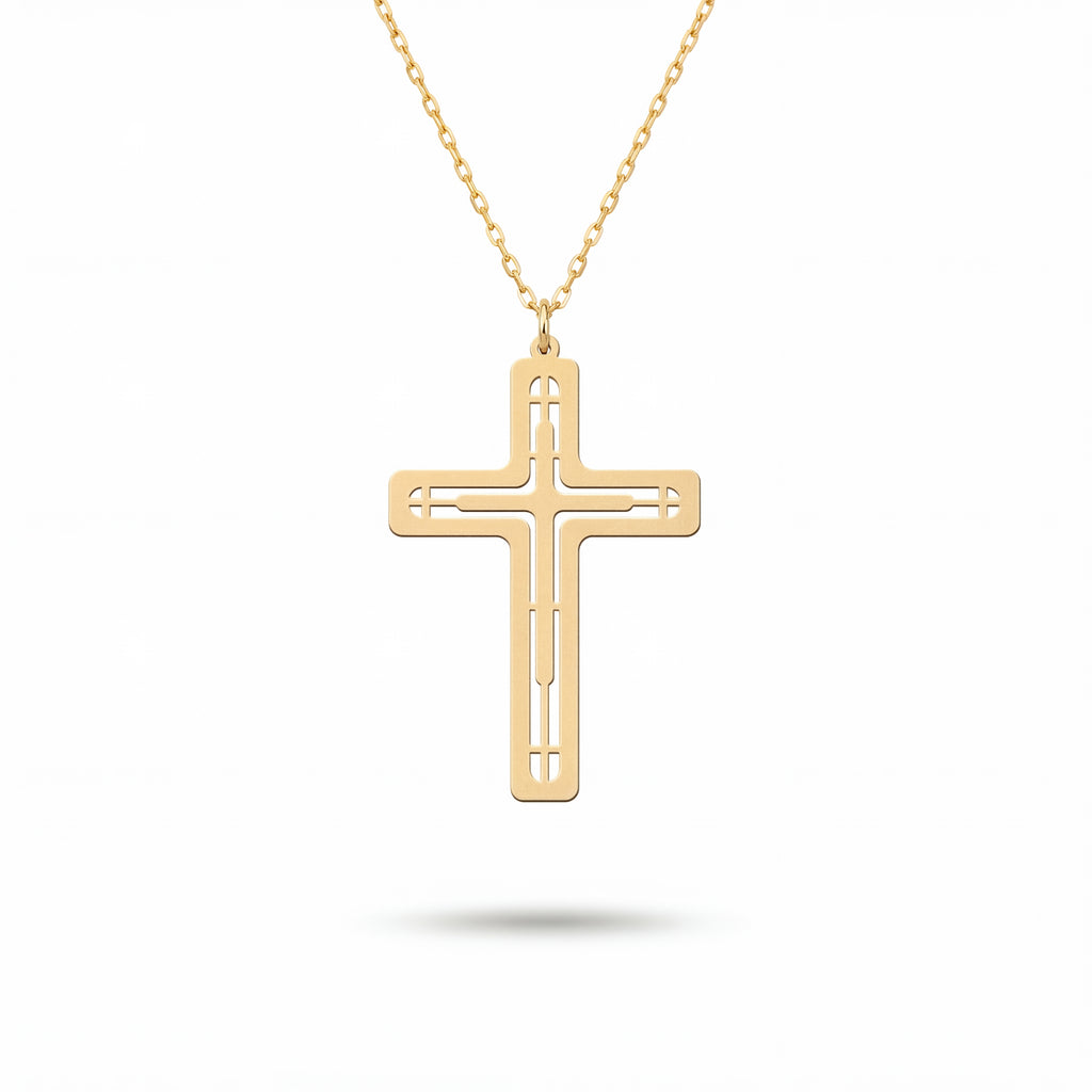 Neoclassical Cross Necklace 18k Gold Vermeil